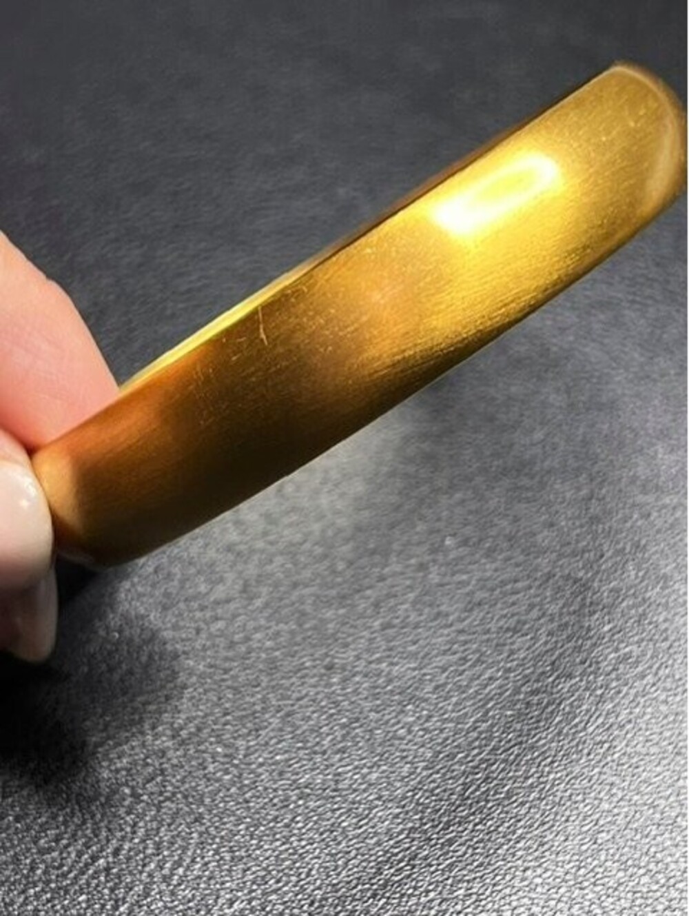 B6333 Monet Bangle Bracelet Brushed Gold Tone Matte Vintage Jewelry 7.75"